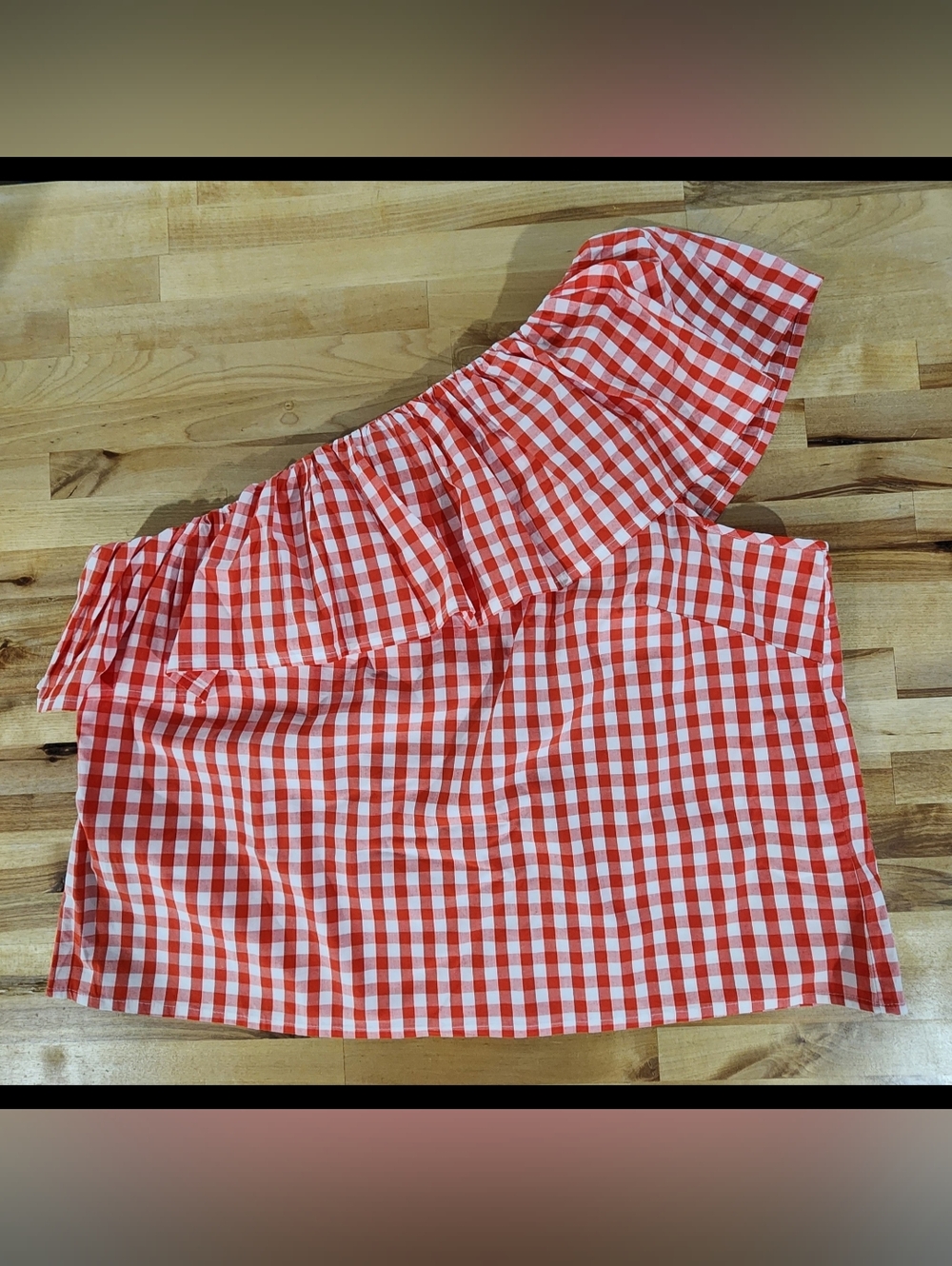 J Crew Factory One Shoulder Ruffle Top Size 20 Red Gingham Side Zip NWT
